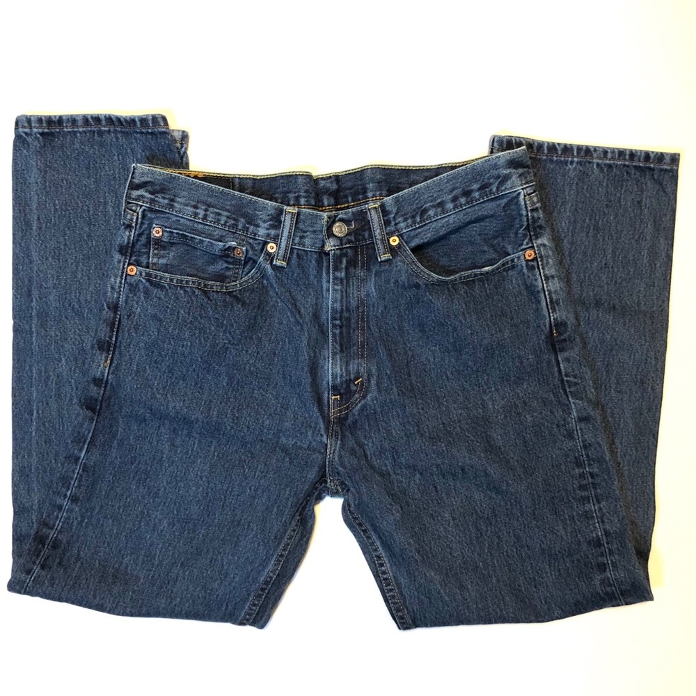 34x30 Levi’s 505 Men’s Regular Fit Dark Blue Jeans - Picture 3 of 8
